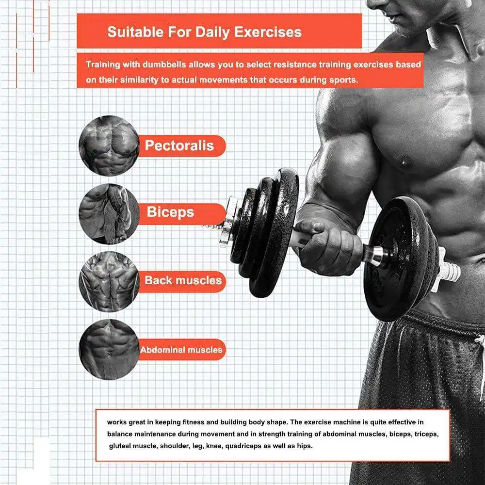 Dumbbell Set Order  Multi Adjustable Home Fitness Gym Equipment Training 10KG Weights Dumbbell Set