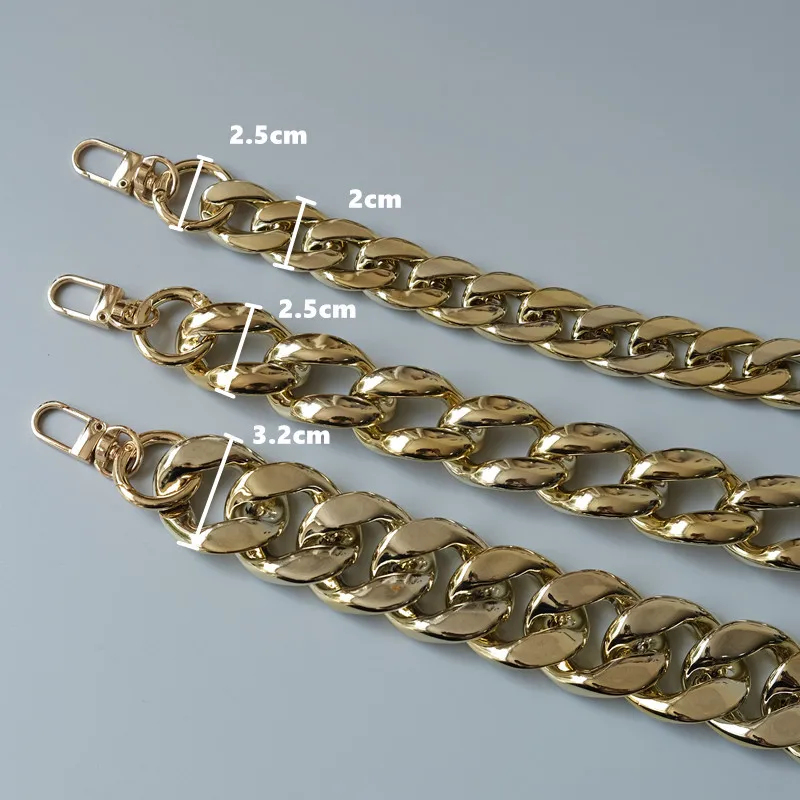 Trendy Custom Luxury Lightweight Chunky Large Metal Golden Color Bag Parts Chains Purse Handle Shoulder Strap Replacement