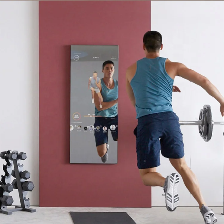 Smart Home Gym Mirror 43inch Workout Large Touch Screen Wall Mounted Floor Standing Magic Fitness TV Mirror Monitor