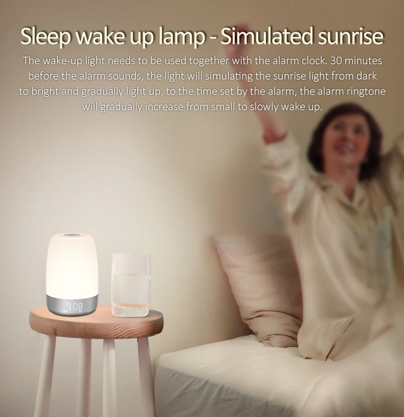 GreatRoc best seller Wake Up Light Sunrise Alarm Clock for Kids Heavy Sleepers Smart Alarm Clock with Sunrise