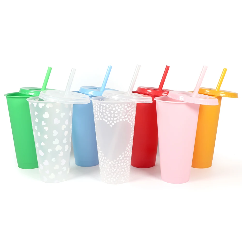 Wholesale camping party travel reusable water milk cute 14oz 420ml solid clear plastic straw kid cups for kids party
