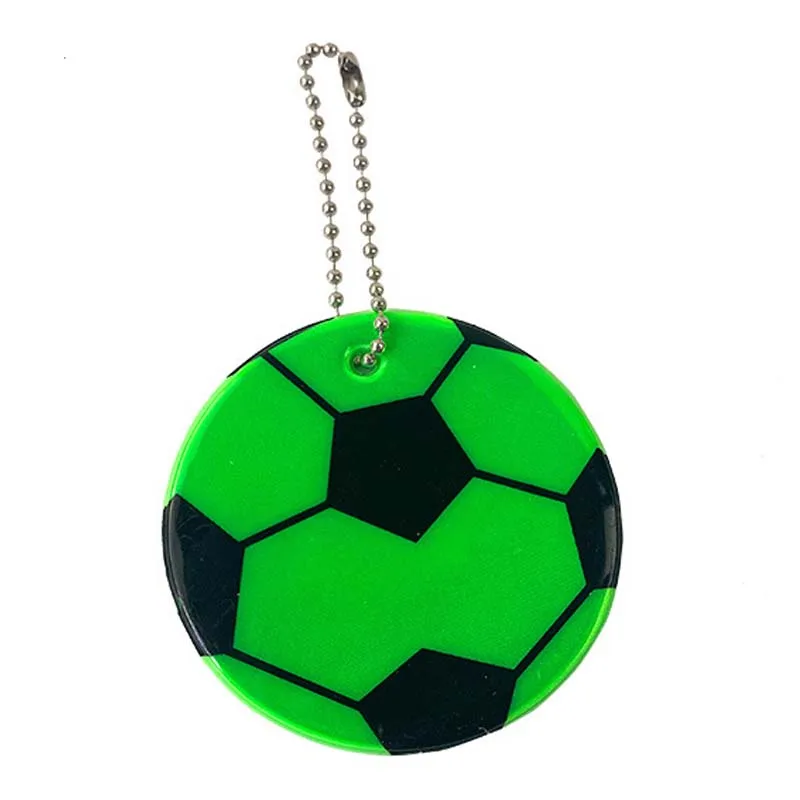 Custom High Visibility Safety Reflective PVC Keychain Pendant Football Soccer Reflector Charm Keyring for School Bag Backpack