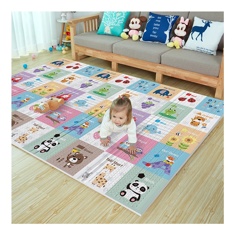 Customized Soft Xpe Reversible Foam Floor Mat Waterproof Baby Foam Floor folding mat Baby mat