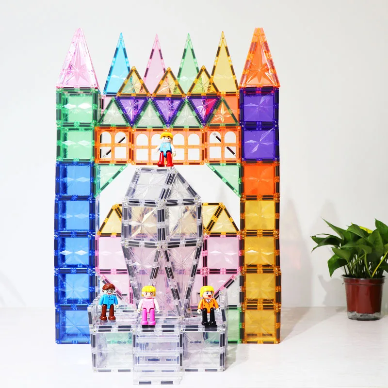 Wellbbplay  90pcs Factory wholesale multi color magnetic building tiles star 3d educational magnetic blocks