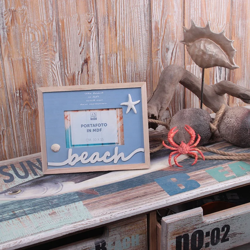 Beach Wooden Photo Frame With Polyresin Home Decorative 3D Creative wood photo frame