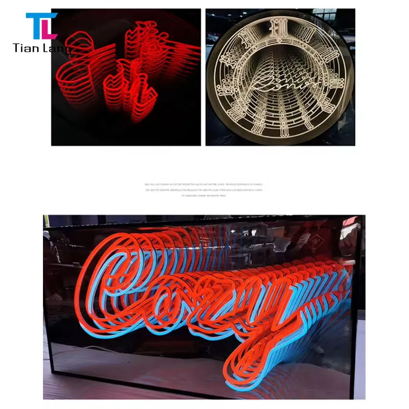 Acrylic 3d letters mirror Infinity Thousand Layer Mirror Indoor Decoration LED Infinity Letter Mirror