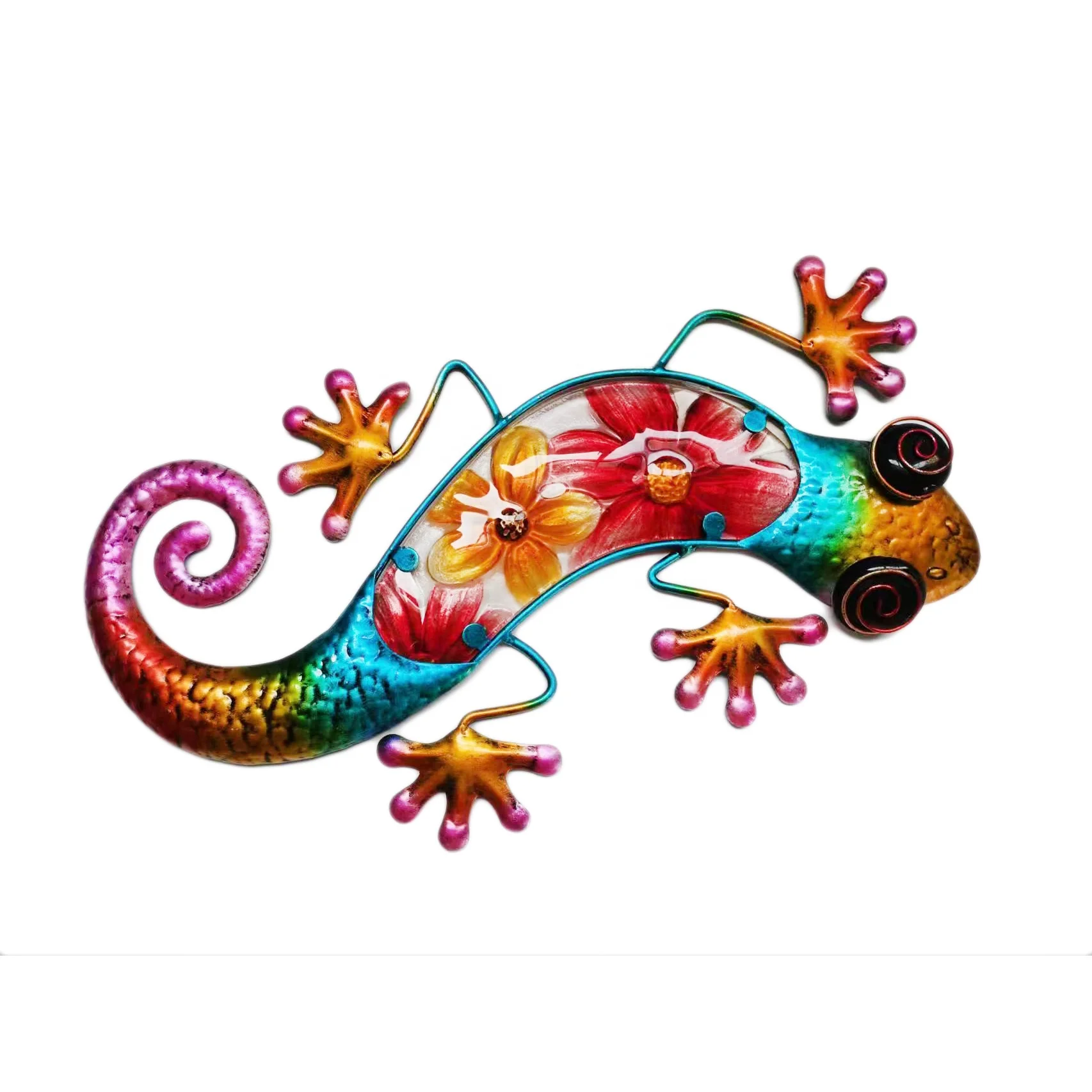 home products metal crafts wall mounted decor colorful glass lizard ornament