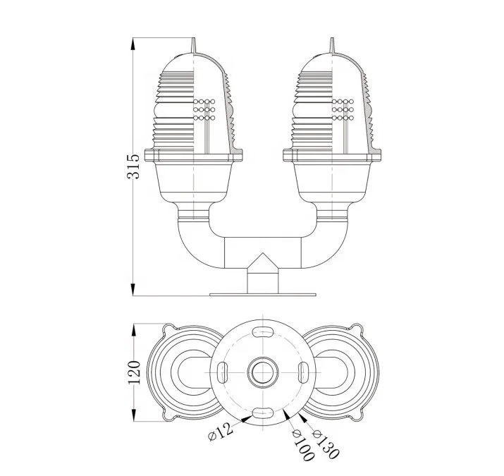 GS-LI/D type B ICAO Low Intensity LED Double Aviation Obstruction Warning Light
