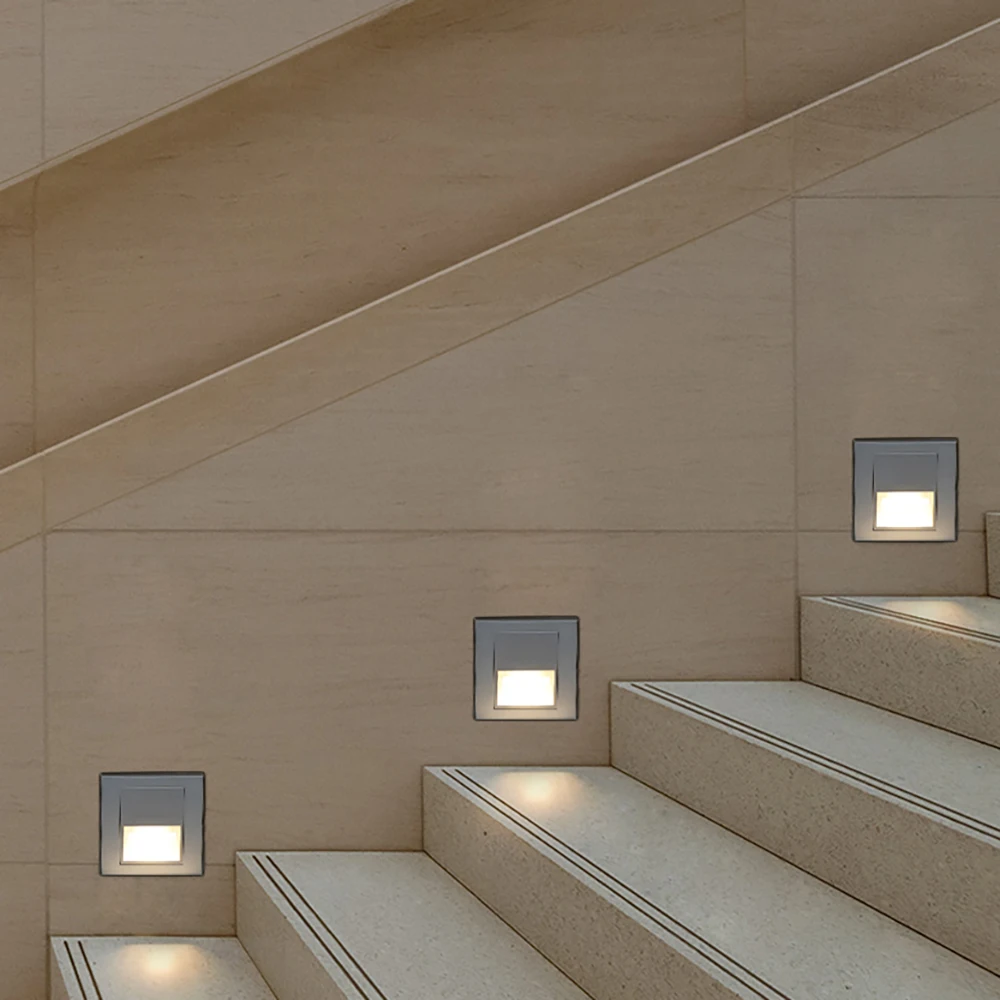 Indoor recessed wall light 1w led step light interior foot stair light for home or hotel