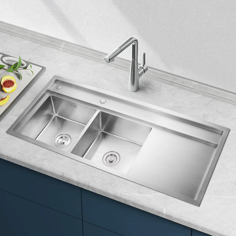 Customized Single Double Bowl 304 Stainless Steel Handmade Kitchen Sinks For Apartment Hotel