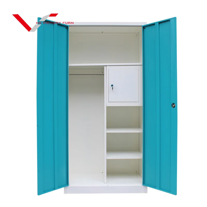 Steel Wardrobe Lockers Gym Metal 2 Door Clothing Storage Steel Cheap Locker/Wardrobe
