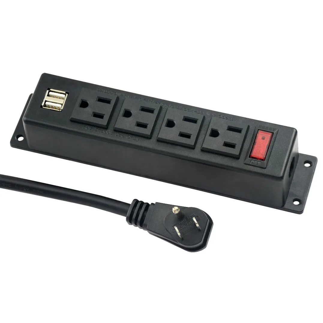UL USB Power socket for USA furniture Universal tabletop power strip 4-outlets power unit with switch for safety control