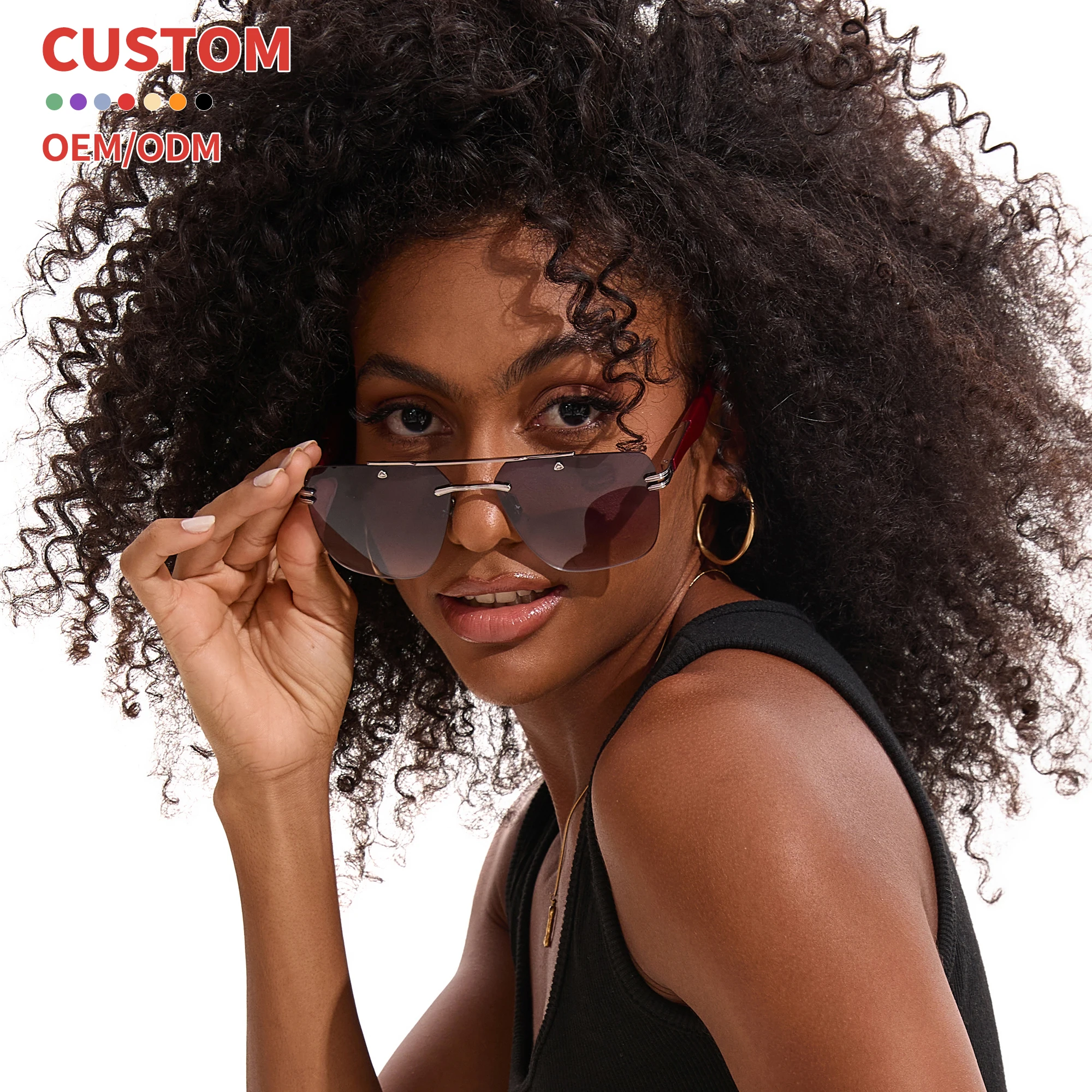 Luxury High Quality Men Custom Nylon Lens Gafas Shades Rimless Sun Glasses Brand Big Trendy Sunglasses