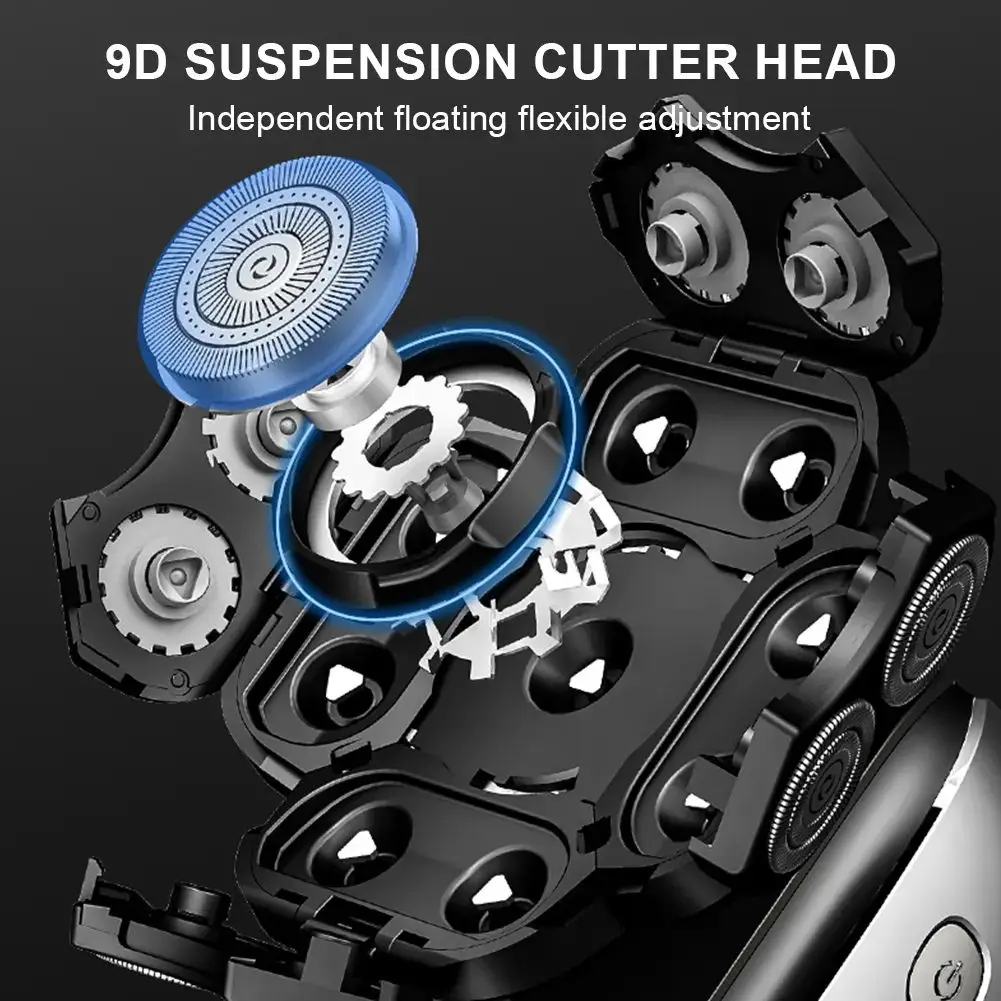 2024 New 6 in 1 Waterproof Grooming Kit  9 Heads Shaver USB Rechargeable Electric Shaver for Men  razor