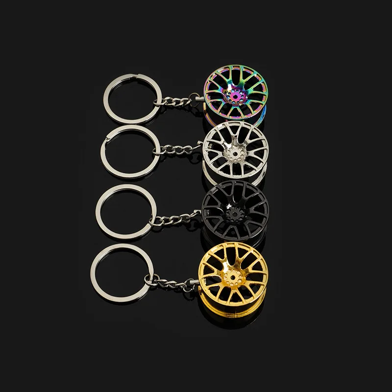 Auto Keychain Wholesale Car Wheel Hub Shape Custom Metal Zinc Alloy Customized Football Keychain Promotional Gifts Die Casting