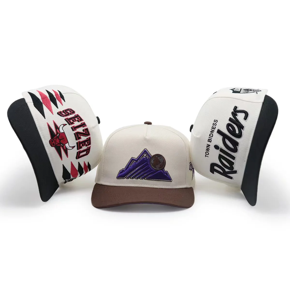 Two Tone Frame 5-Panel Baseball Caps with Embroidered Dot Pattern Sports Gorras Hats with Patch Baseball Cap Embroider