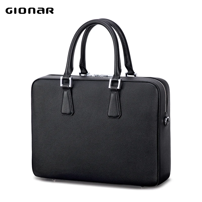2021 French Designer Genuine Leather Men Laptop Handbags Full Grain Leather Men Business Briefcase Bags with Brand Name
