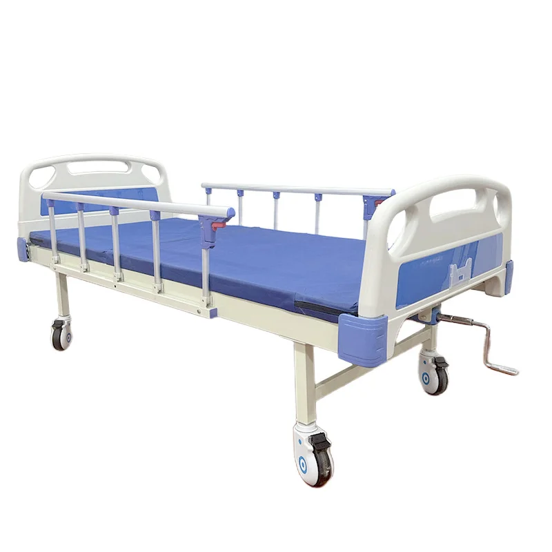 Adjustable Hospital Manual Bed with Crank Steel ABS Metal Plastic Materials Featuring an Automatic Back Lift Function