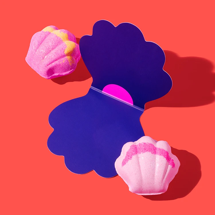 Seashell Christmas Kids Bath Salt Ball Packaging Bath Bombs Powder Gift Set Organic Salt Bath Bombs With Flowers