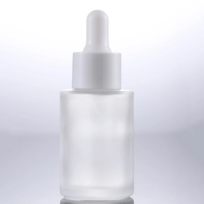 Amber clear frosted 1 oz 1oz 30 ml 30ml flat shoulder cylinder glass dropper bottle for serum essential oil