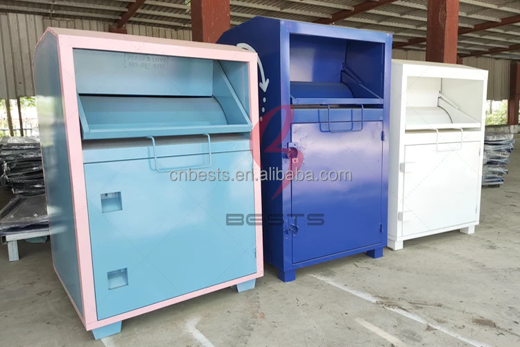 Manufacturer low price 10- 24 gauge galvanized steel different size clothing books donation bins