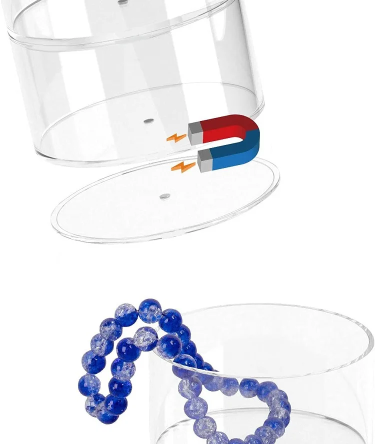 Strong Magnetic Transparent Acrylic Waist Belt Storage Rack, Cylindrical Stackable Watch Dust Box Wardrobe Tie Organizer