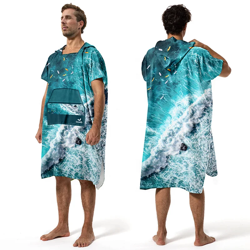 Customized Printing Changing Surf Poncho Swim Robe Quick Dry Microfiber Hooded Beach Towel