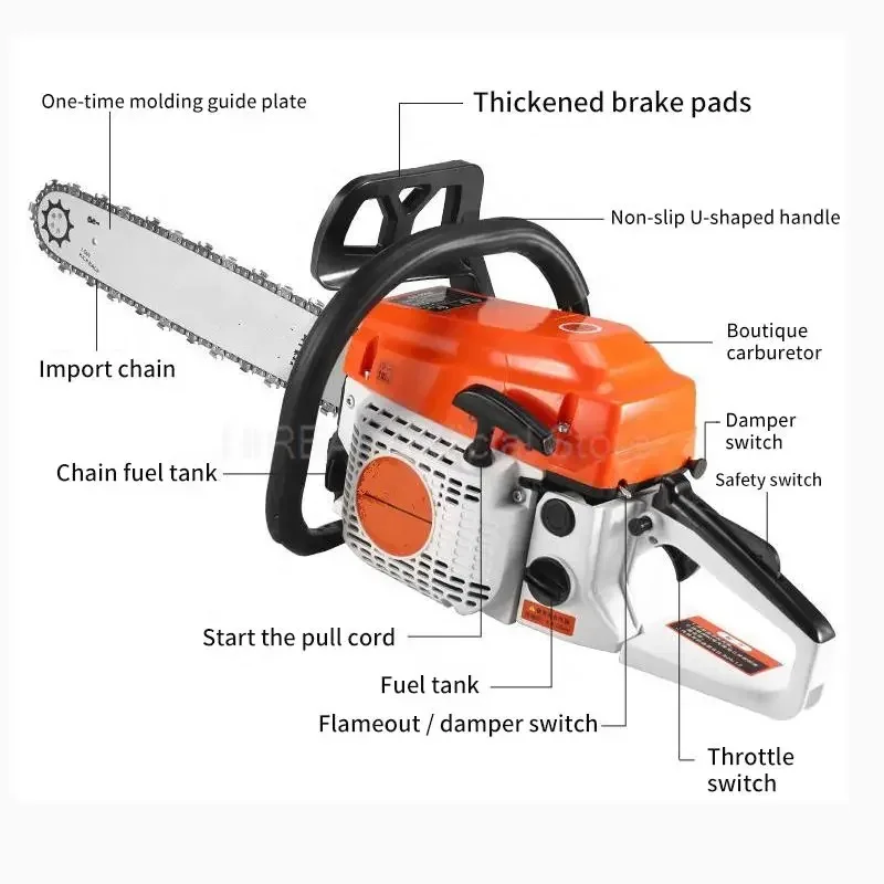 TGS 9900W Handheld Chain Saw Cutting Wood Machine Garden Garden-urban Tool  Tree Cutting Tools High Power Gasoline Saw