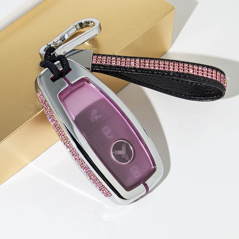 Pink blue black white rhinestone design Car remote key holder case cover for Mercedes Benz A C E class GLA GLB GLC EQB