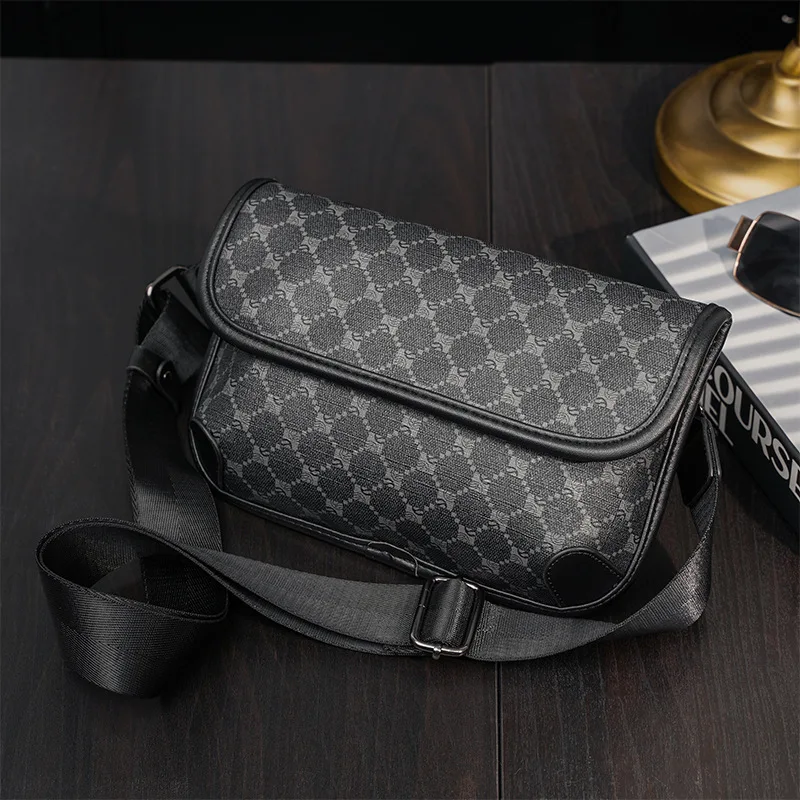 luxury fashion plaid man crossbody phone bag with removable shoulder strap leather sling bags men