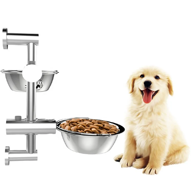 Manufacturer Hot Selling Pet Dog Cat Bowls 304 Stainless Steel Adjustable Height Lifting Bowls Durable with Pet Fixed Bowl Rack