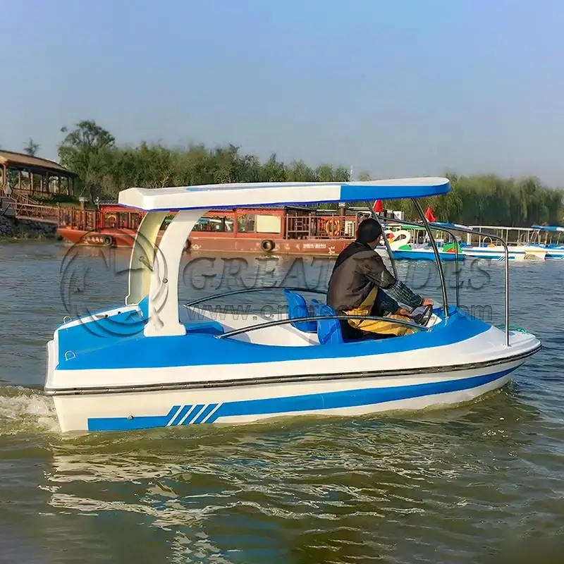 Wholesale New Style Mini 5 Passenger Fiberglass Boat Customized Cheaper Water Park Electric Boat