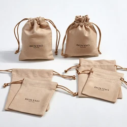 Custom Logo Drawstring Suede Pouch Small Gift Bag Jewelry Packaging Pouch