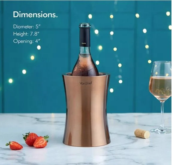 Copper Wine Bottle Cooler Chiller on Stainless Steel and  Double Walled Insulated