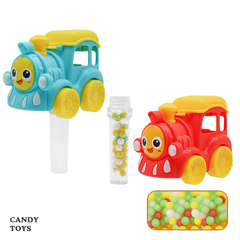 Cheap Candy Toys Funny Cartoon train Hand Fan Kids Hard Candy hot car