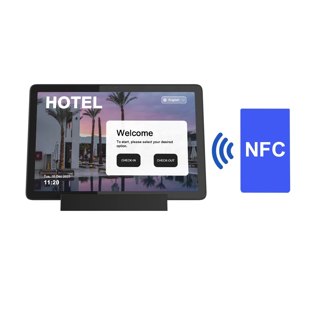 Thrilling front NFC 10.1 inch tablet MTK8768 4G nfc Android GMS soft pos smart screens charging station nfc pos