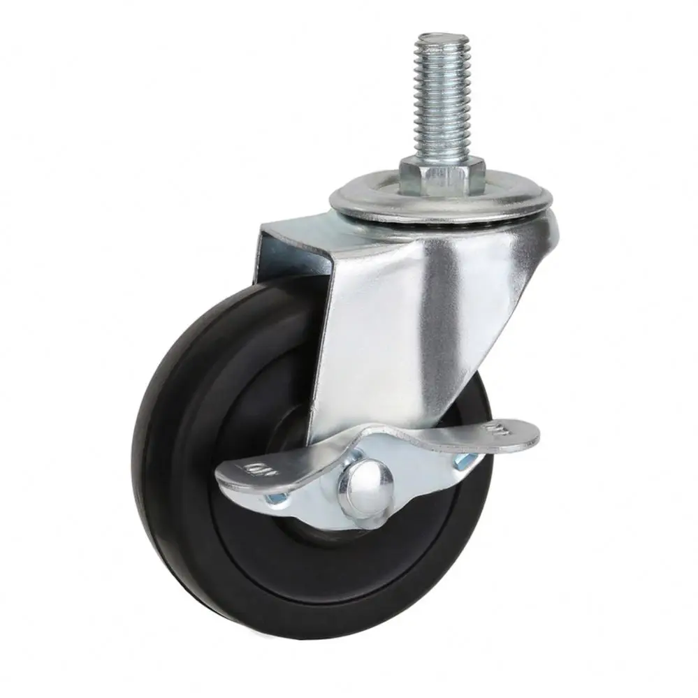 3 Inch Workbench Black Rubber Caster Duty Heavy  With Locking Hot Rollers For Sale