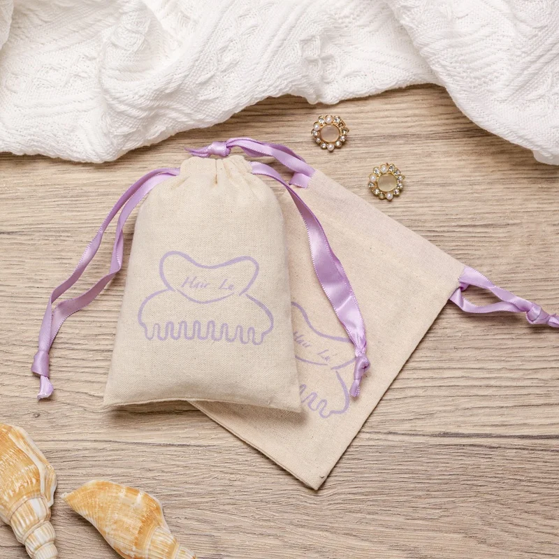 Recyclable Custom Small Large Cotton Linen Packaging Dust Bag  Drawstring Bag Cotton Storage Bags For Gifts Toys