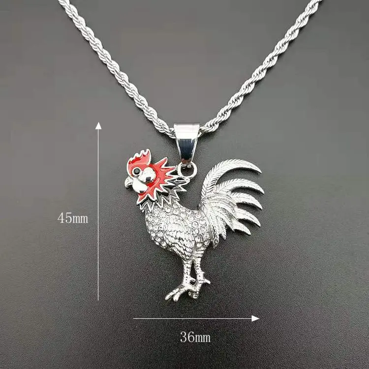Hot Sale Titanium Chicken Necklace Cheap Stainless Steel Animal Pendant