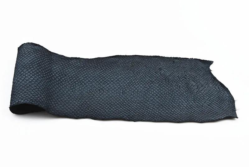 Black  matte finish soft salmon fish skin leather
