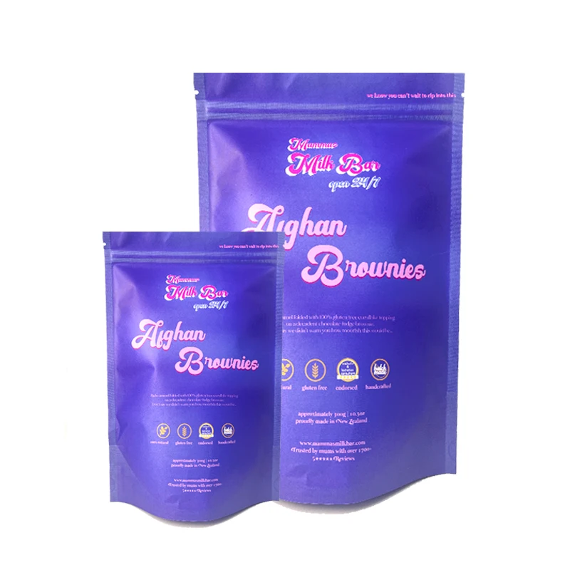 Custom printed mylar small sachets glossy 100g sancks ziplock bags food packaging bags with hanging hole