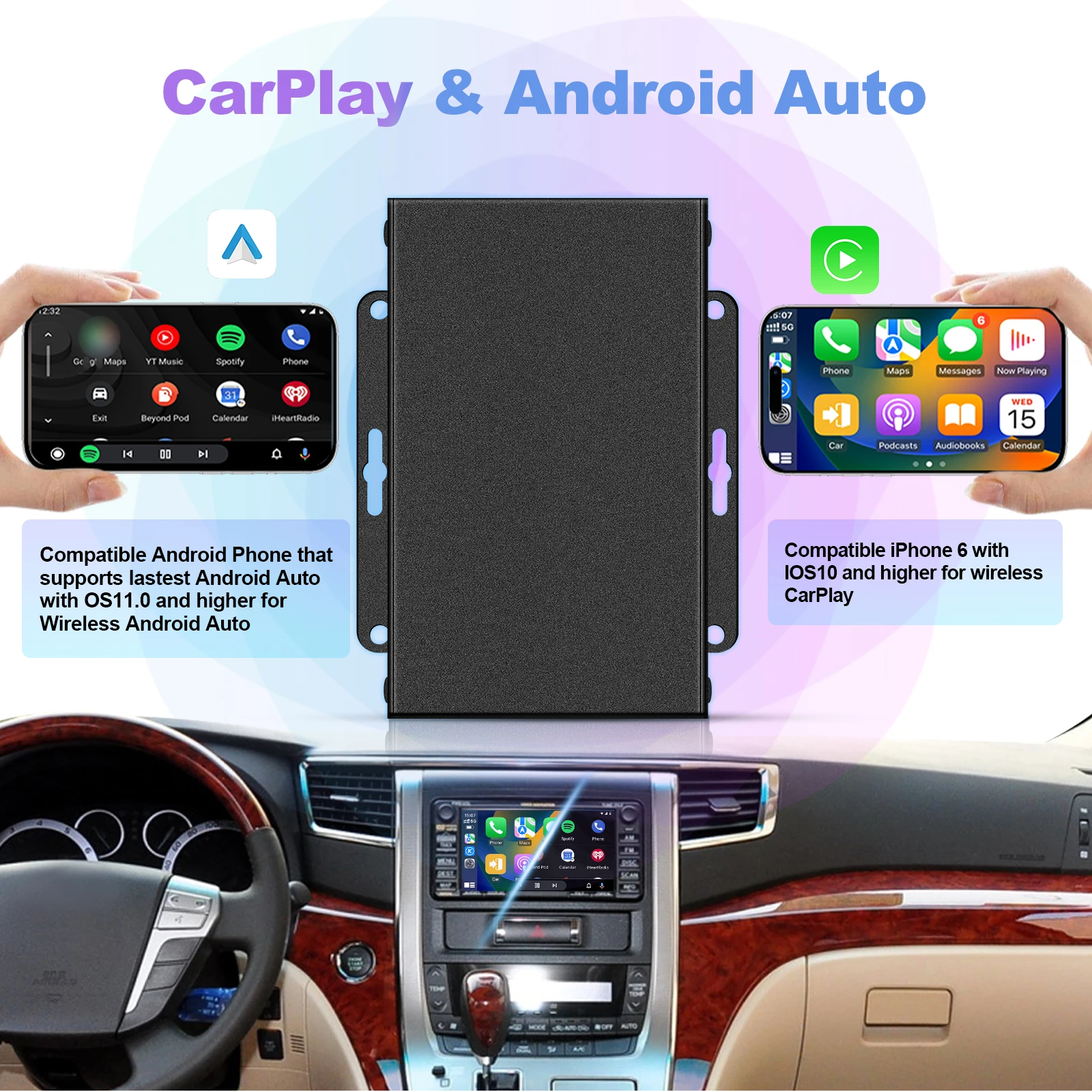 Universal LVDS Carplay Interface With Konb Operation Wireless Android Auto Compatible Car CVBS or Qdis NetWork Video Interface