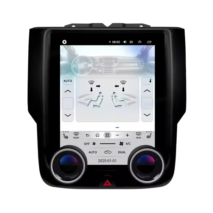 Navihua Tesla Style Vertical Screen for Dodge RAM 2013-2018 DVD Players with Dual Knob Entertainment Stereo Multimedia Radio