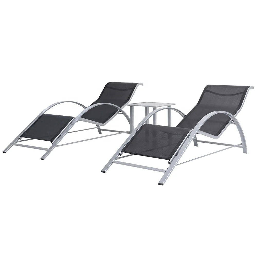 
All Knock-down Outdoor Sunbed Stainless Steel Sun Lounger Pool Lounger with Cushions 