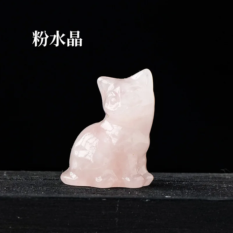 Wholesale Crystal sculpture High quality natural crystal healing stones DIY Crystal Carved cat clear quartz for home decoration