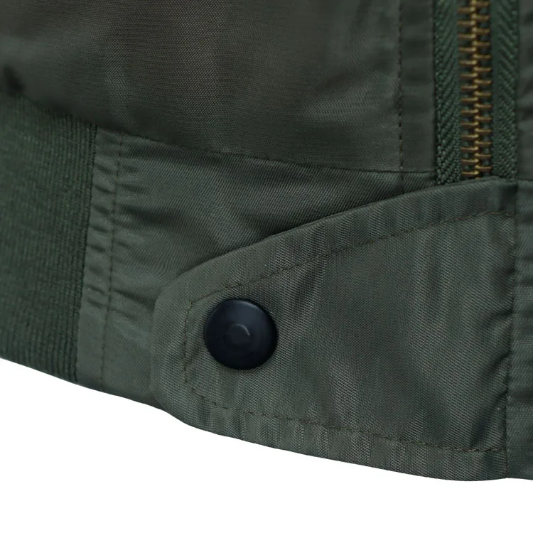 Retro Waterproof Motorcycle windbreaker slim fit embroidery logo green flight jacket bomber