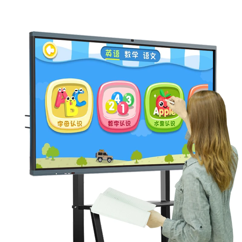 75 дюймов презентационная Мобильная подставка сенсорный экран 4k hd Интерактивная плоская панель умная интерактивная доска для школы