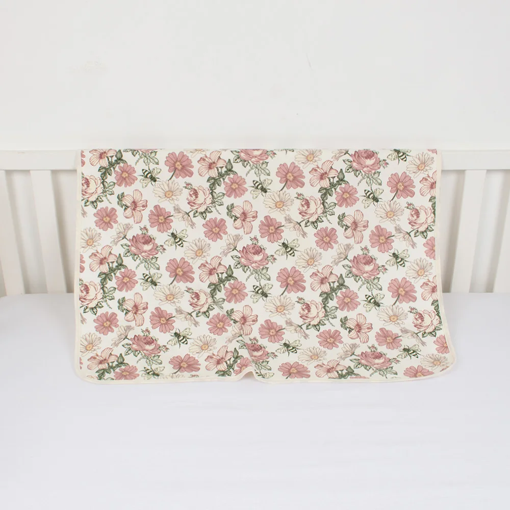 Customized 100% Organic Cotton Blanket Newborn Printing Luxury Quilt Baby Swaddle Blankets With Bibs