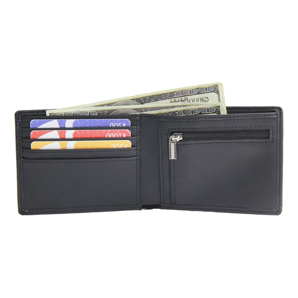 low MOQ customized card wallet pu leather slim wallet men