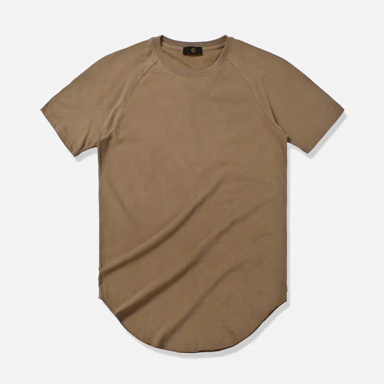 Wholesale 95% Cotton 5% Spandex 180g Scoop Round Bottom Curved Hem T-shirt Plain Dyed High Quality Tshirt Men